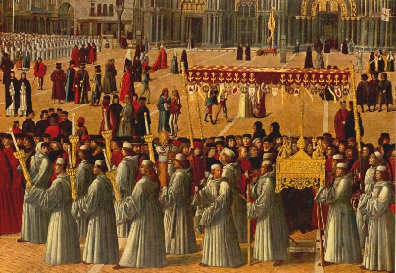 BELLINI, Gentile Procession in Piazza S. Marco (detail) ll95 Sweden oil painting art